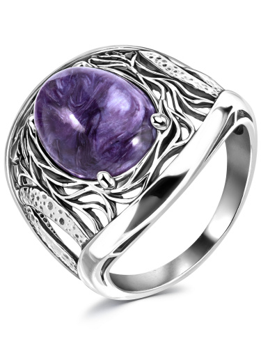 Серебряное кольцо ETERI с чароитом
